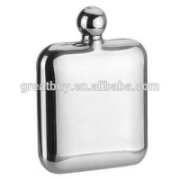 6oz 18/8 Stainless Steel Alcohol Flask Round Lid Mirror Finished Hip Flask