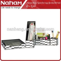 NAHAM Wholesale Promotion 4PCS Printed Paper Office Desk Organizer Set
