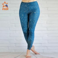 Custom Star Leggings High Waist Text Light Blue Fitness Sports Yoga Leggings