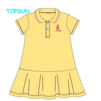 Autumn Solid Color Children Fall Clothing Girls Embroidered Cherry Dress New Designs Kids Long Sleev