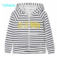 Children's Cotton Stripe Long Sleeve Hoody Jacket Girls Fashion Printed Zip Hoodie Sweatshirts