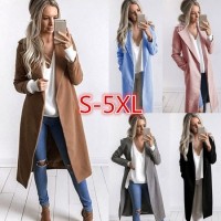 Women Fashion Autumn Long Sleeve Pockets Casual Coat