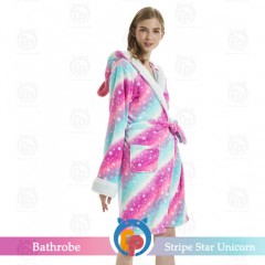 Flannel 100% Polyester Unicorn Bathing Suits Hooded Bathrobe图1