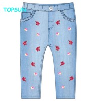 Girls Casual Pants Spring and Autumn New Jeans Children Embroidery Denim Trousers