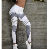 Hot Sale Women Hip Lifting Printed Polyester Sport Pants (18407-1)