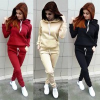 Women Pullover Hoodie Pockets Sweatpants Sport Jogger Sweatsuit