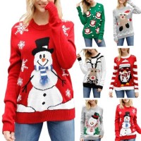 Women Cute Christmas Pullover Long Sleeve Knit Sweater