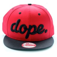 Classic Snapback Cap Red Black Flat Visor Hat with 3D Embroidery