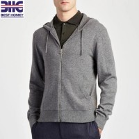 Classic Zip up Hoodies Soft Knit 100% Cashmere Cardigan Sweater with Pouch-Style Pockets for Mens