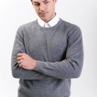 Men's Fashion 100% Cashmere Sweater with Round Neck Gentlemen's Warm Sweater