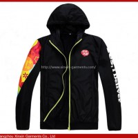 2018 Guangzhou Factory Fashion Design Full Printing Polyester Black Jackets Coat for Women (J239)