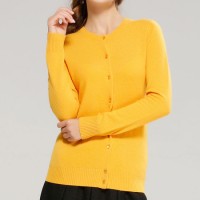 Pure Cashmere Cardigan for Ladies Button Crew Neck Cardigans