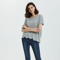 Silk Cashmere Blends Ladies Fashion Half Sleeve Knitted T-Shirt Sweater