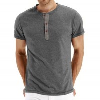 Classical Button up Closure Causal Fashionable Men's Cotton Tshirt