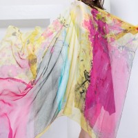 100%-Silk Digital Printing X-Large Silk Chiffon Fashion Ladies Scarf