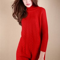 Cashmere High Neck Cable Pullover with Ribs