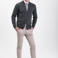 Men's Fashion 30% Cashmere 70% Wool Blended Cardigan with Zipper