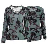 Popular Sale Cotton Full Camouflage Women Military T Shirts