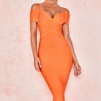 Summer Ladies Slip Dress for Party V-Necked Slim Medium Bandage Dress