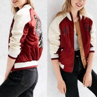 Ladies Satin Varsity Custom Logo Outdoor Clothing Women Winter Bomber Jacket