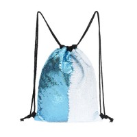 Blue Personalized Fashion Glitter Sequin Reflective Drawstring Bag