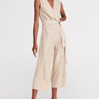 Fashion Office Stripe Blazer Suit Jumpsuit for Women