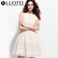 Designer Lady White Allover Floral Lace Organza Embroidery Dress图1