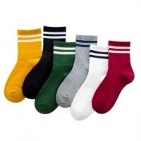 Korean Type Female College Style Stripe Cotton Ankle Sports Socks for Winter