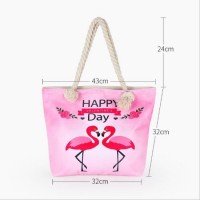 Beautiful Flamingo Canvas Cotton Shopping Tote Bag Lady Handbags