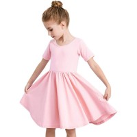 Toddler/Girls Short Sleeve Casual A-Line Twirly Skater Dress for School Party