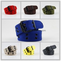 Hot-Selling Unisex Men Lady Fashion 2 Holes Cotton Polyester Fabric Belt