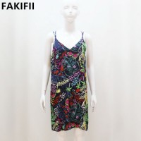 Factory Price High End Quality V-Neck Backless Women Casual Floral Dress