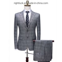 Fashion Check Slim Fit Men`S Blazer Vest Pants Jacket Tuxedo Dress Suits for Wedding and Office