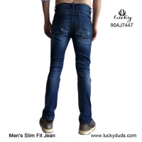 Fashion 100% Cotton Jeans Blue Washed Denim Men