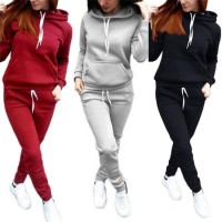 Wholesale Custom Warm Fleece Hoodie Women Tracksuits