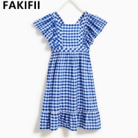 2020 New Factory Customised High Quality Kids/Baby/Infant Wear Cotton Plaid Girl Fashion Dress