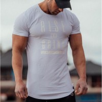 Mens Fitness Cotton Spandex Printing T Shirt