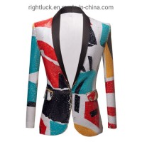 Top Fashion Shinning Embroidery Sequins Men`S Blazer Jacket Tuxedo Suits