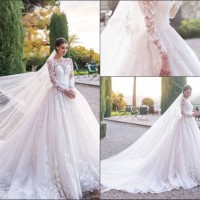 Long Sleeves Wedding Dress Custom Made Lace Princess Bridal Dresses Mg560