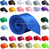 Wholesale Fashion Skinny Plain Color Polyester Silk Men's Tie (WH04)