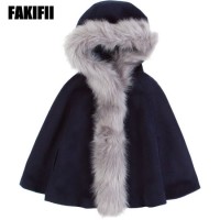 High End Children Apparel Kids Clothing Winter Navy Woolen Coat Girl Fashion Jacket