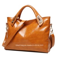 Fashion Waxy PU Leather Ladies Shoulder Bag Handbag