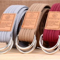 Male and Female Double Ring Buckle General Canvas Belt Youth Leisure Business Jeans Belt Students Ou