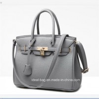 Euro Style Grain PU Leather Woman Bags Handbag with Detachable Shoulder Strap