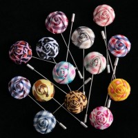 Handmade Flower Lapel Pin Suit Boutonniere Rose Shape Stick Brooches