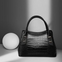 2019 Hot Selling Good Look Alligator Genuine Leather Black Bag Fashion Women Handbags