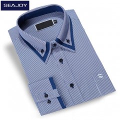 Customize Stripe Long Sleeve Dress Shirt for Men图1