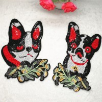 Wholesale Dog Iron on and Sew on Flower Sequin Embroidery Patches