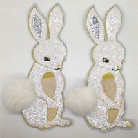 Custom Fake Fur Rabbit Sequin Patch for Hat Bag Garments