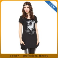 Factory Custom Women New Fashion Printed Cotton T-Shirt Dress